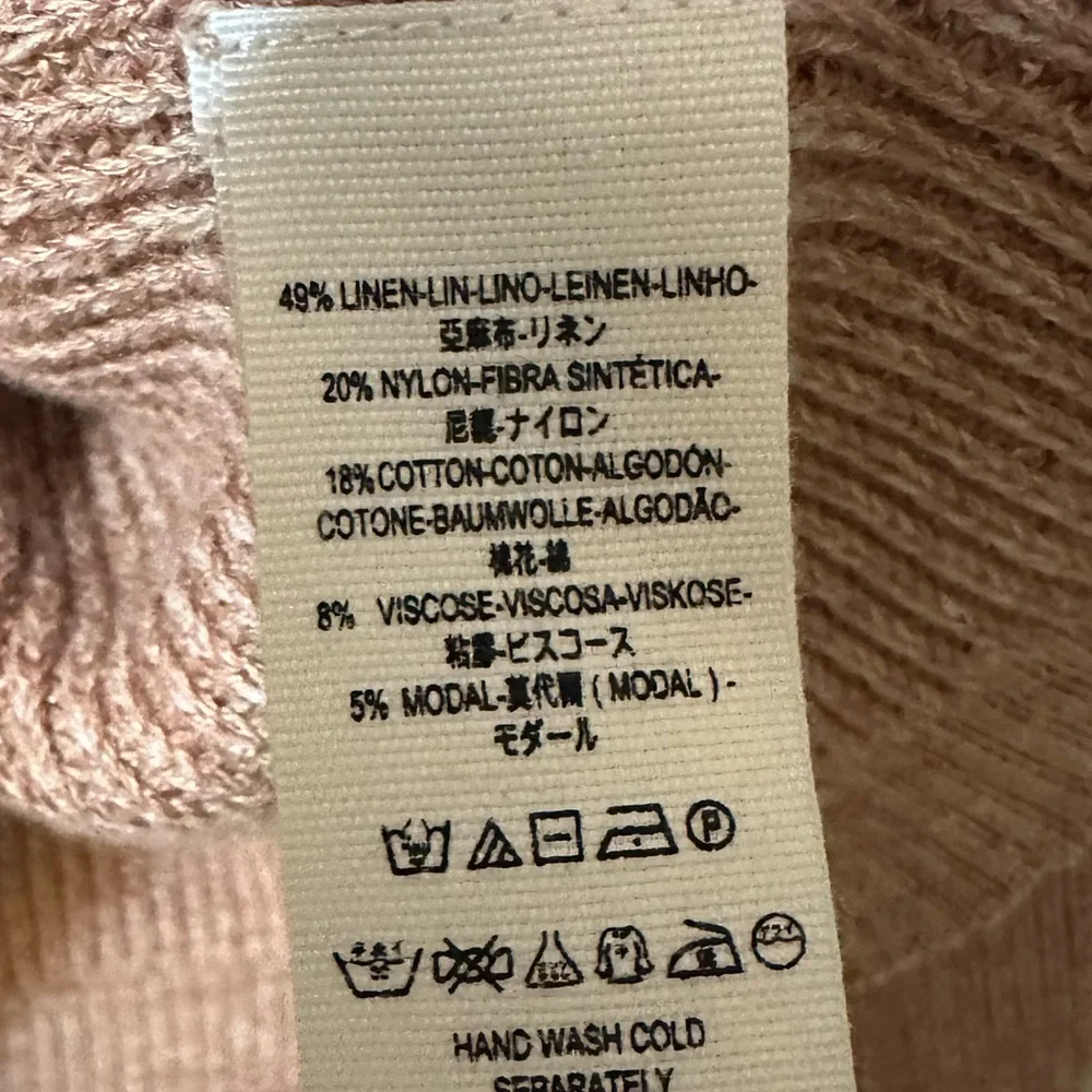 FREE PEOPLE Alana light brown off the shoulder linen/cotton blend sweater Small